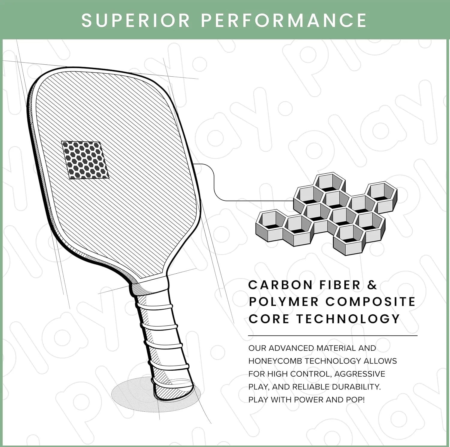 Pickleball Paddles - Set of 2 - USAPA Approved Pickleball Racket | Carbon Fiber and Polymer Honeycomb Composite Core | Hyper-Grip™ Surface with Graphite Face & Cushioned Grip - PlayPaddle Gifts