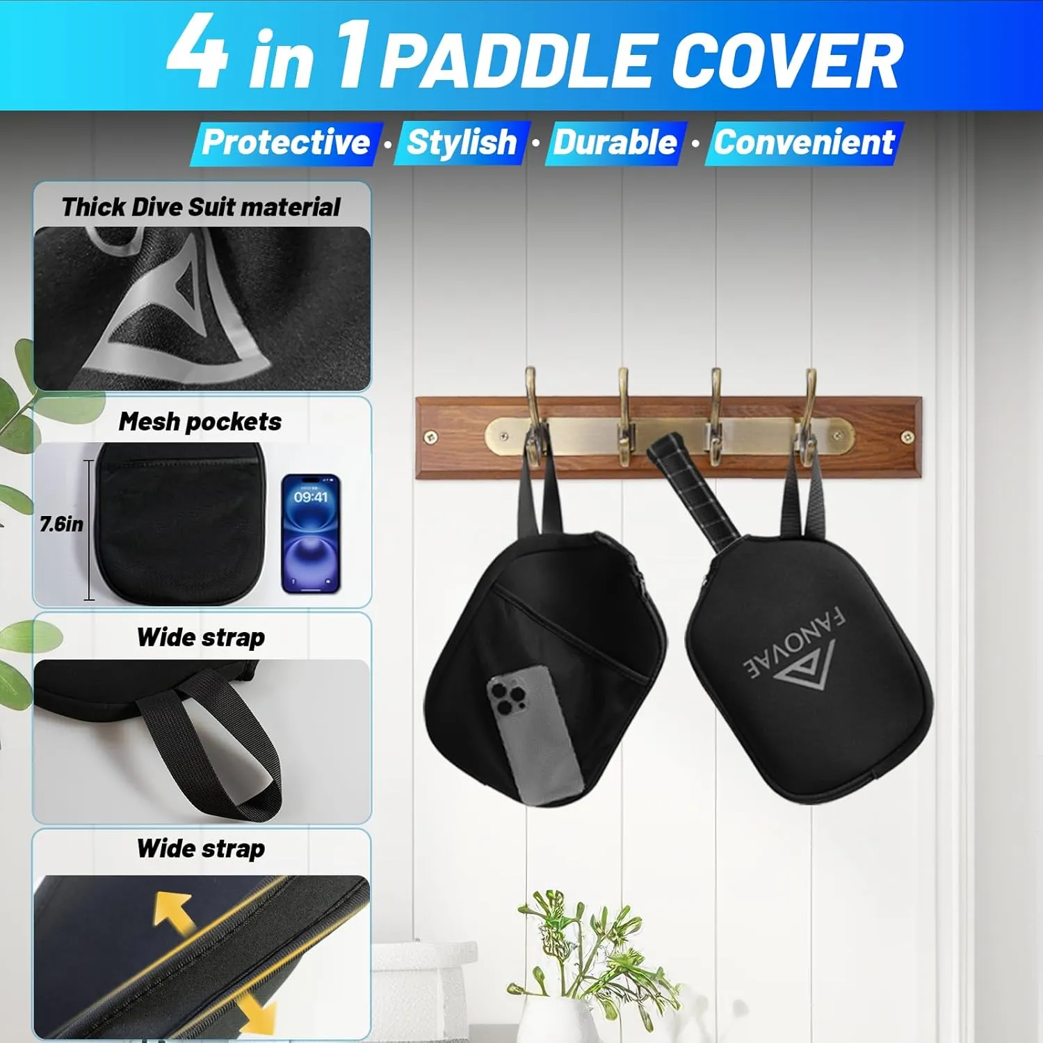 Pickleball Paddles, USAPA Approved Carbon Fiber/Fiberglass Surface Pickleball Set of 2/1 with Bag/Cover, Pickle Ball Paddle Set ​for Men Women