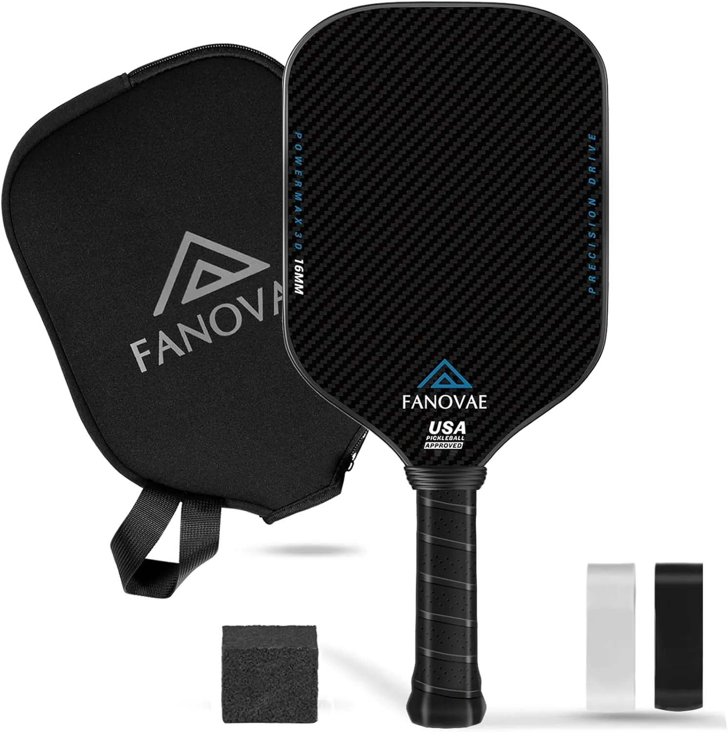 Pickleball Paddles, USAPA Approved Carbon Fiber/Fiberglass Surface Pickleball Set of 2/1 with Bag/Cover, Pickle Ball Paddle Set ​for Men Women