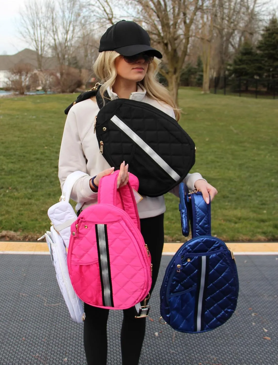 Pickleball Sling Bag for Women | Holds 2 Pickleball Paddles | Pickleball Paddle Cover   Zip Pockets | Cute Pickleball Bag   Women's Crossbody Handbag Style