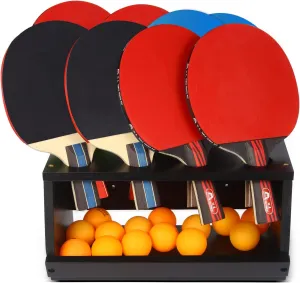 Ping Pong Paddle Holder, Ping Pong Paddle Storage Rack Hold 8 Rackets, 2-in-1 Wall Mount & Countertop Table Tennis Holder for Garage, Game Room, Bar and Men Cave