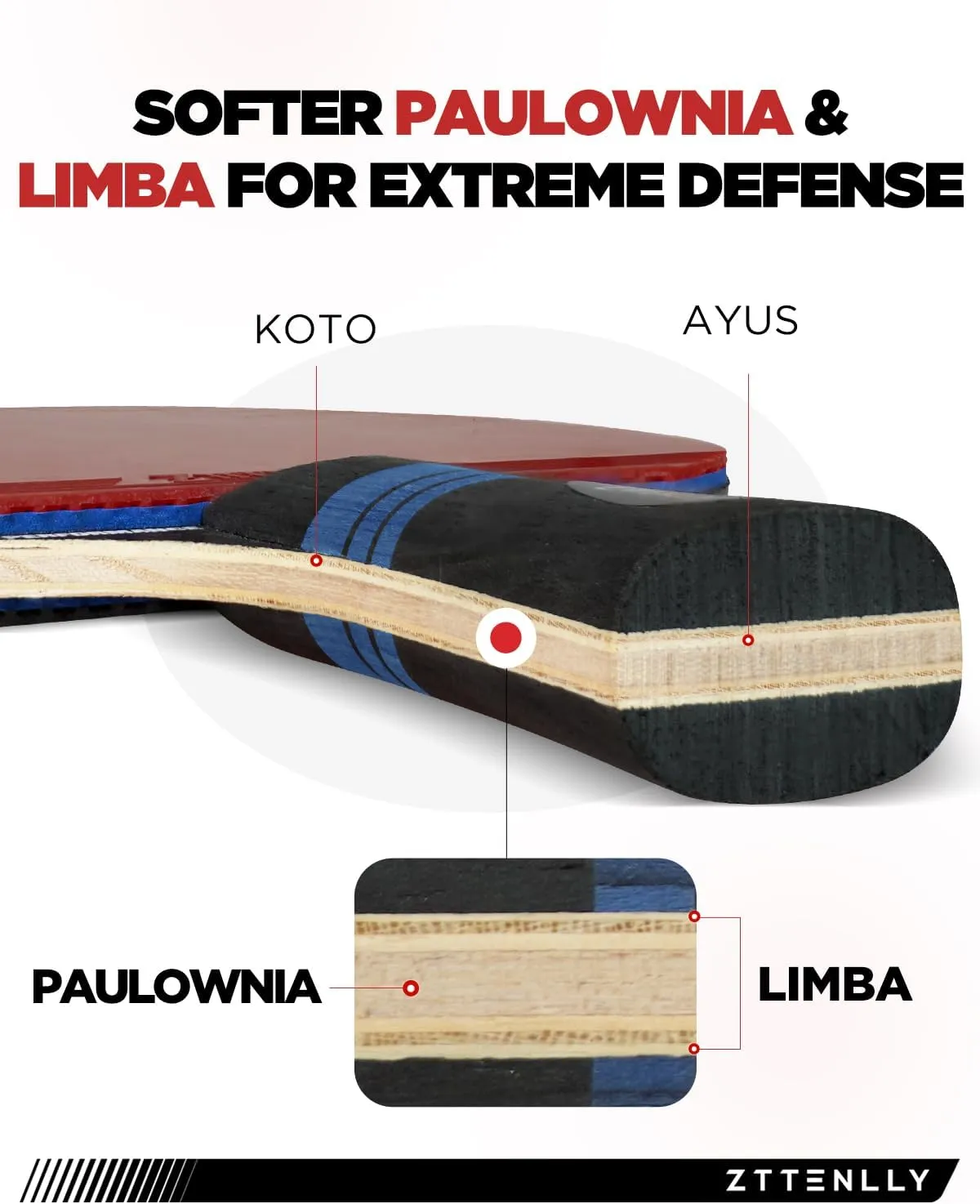 Ping Pong Paddle with Carbon Technology | Performance-Series,7-ply Finest Blade, Expert Speed/Edge/Balance, Thicker Protector Case | Table Tennis Racket for Professional