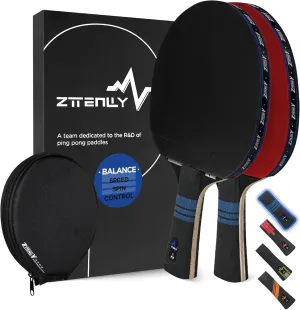 Ping Pong Paddle with Carbon Technology | Performance-Series,7-ply Finest Blade, Expert Speed/Edge/Balance, Thicker Protector Case | Table Tennis Racket for Professional