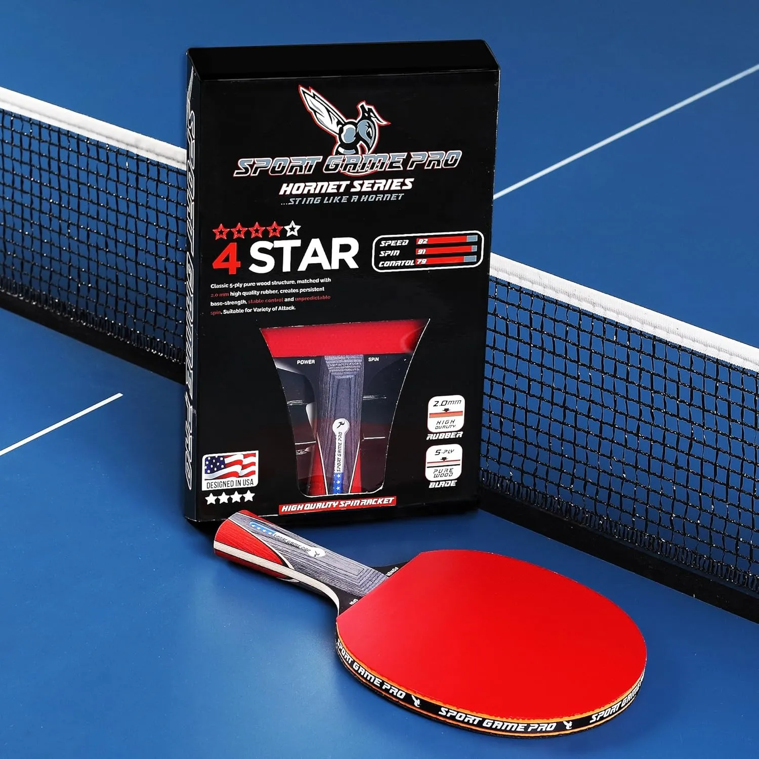 Ping Pong Paddle with Killer Spin   Case for Free - Professional Table Tennis Racket for Beginner and Advanced Players - Improve Your Ping Pong Skills with JT Ping Pong Paddle Set