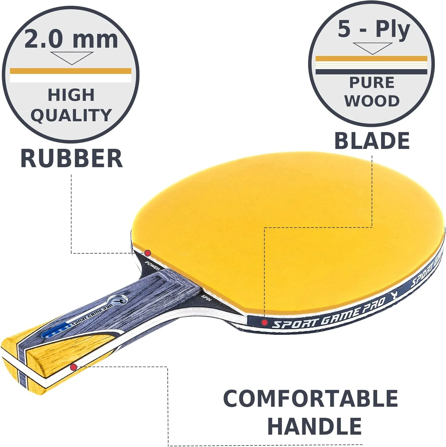 Ping Pong Paddle with Killer Spin   Case for Free - Professional Table Tennis Racket for Beginner and Advanced Players - Improve Your Ping Pong Skills with JT Ping Pong Paddle Set