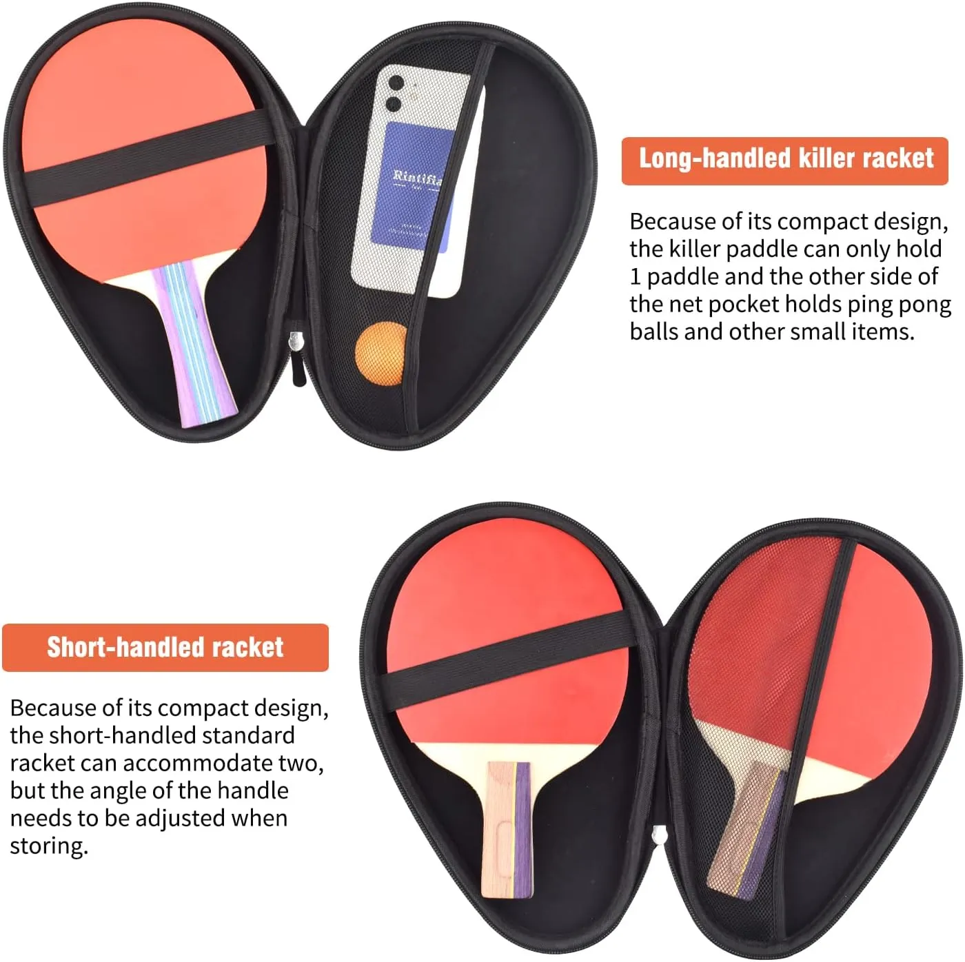 Ping Pong Paddles Case Hard Shell Ping Pong Portable Storage Bag Can Hold Protect 2 Racket Table Tennis Racket Cover for Ping Pong Balls Lovers Drop-resistant and Durable Gifts