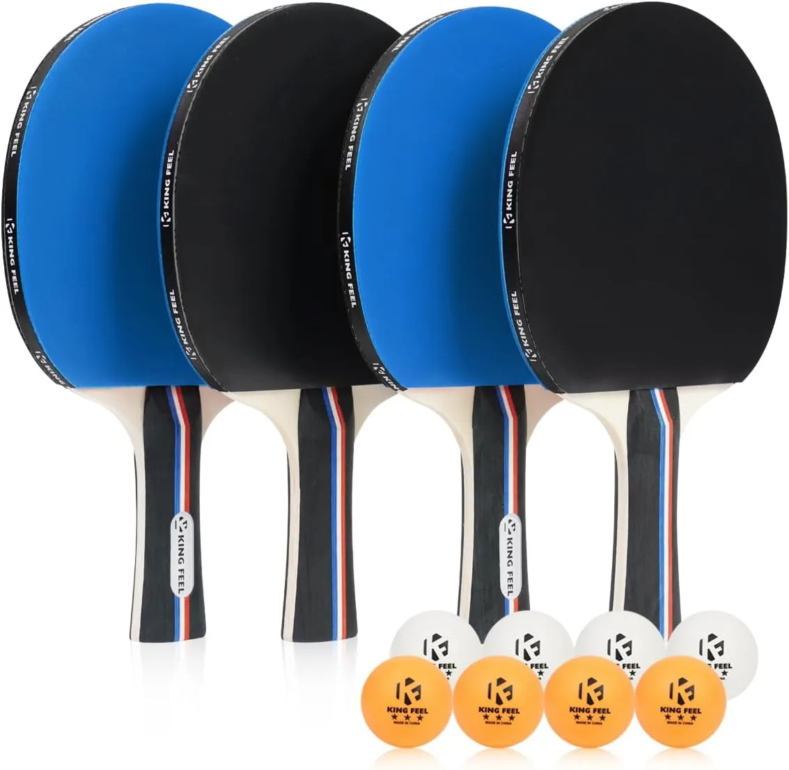 Ping Pong Paddles Set of 4 Premium Table Tennis Rackets 3-Star Ping Pong Balls(8) with Ping Pong Paddle Case Professional Table Tennis Paddles Set for Indoor & Outdoor Games