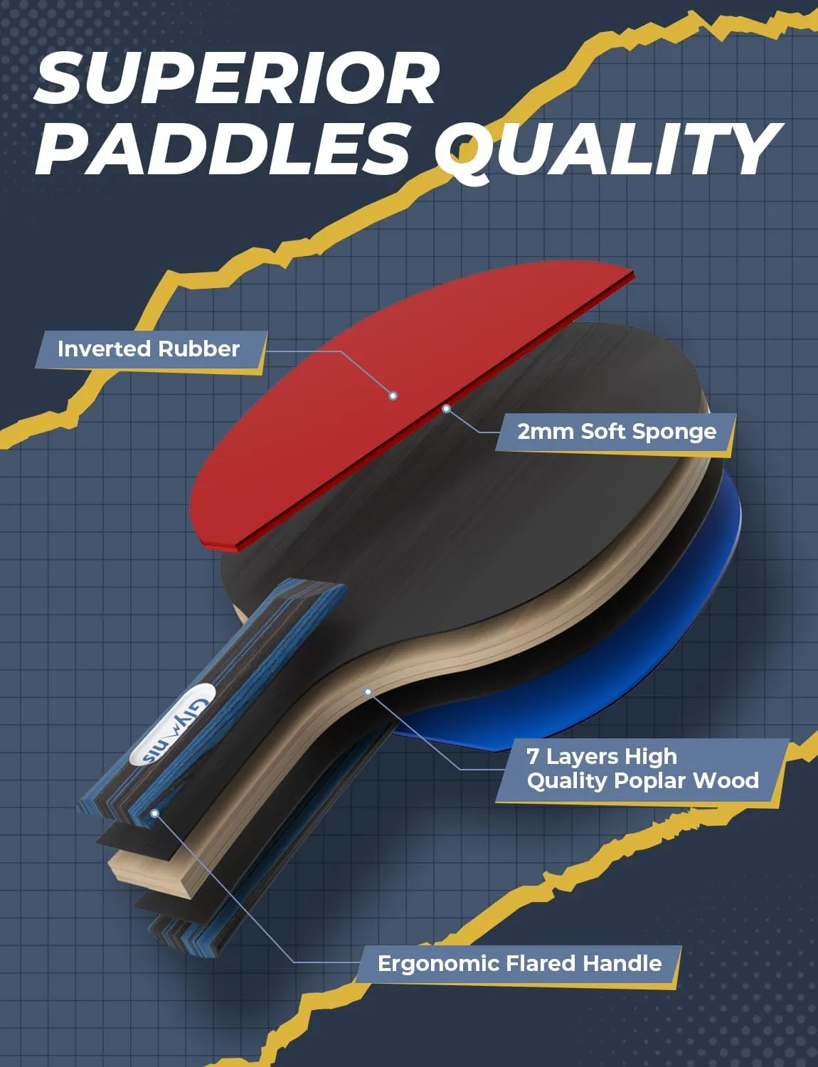 Ping Pong Paddles Set Table Tennis Rackets with Balls, Storage Case for Indoor Outdoor Table Tennis Paddle Game Accessories