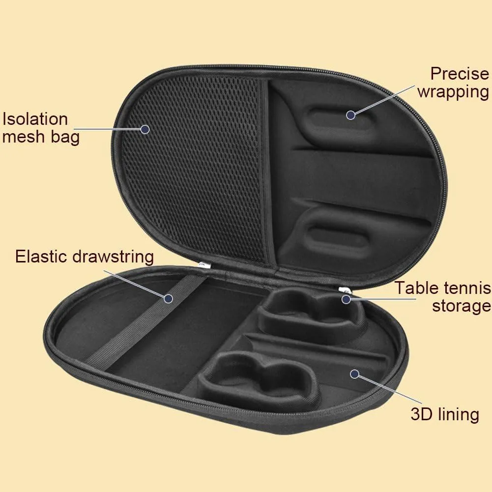 Pingpong Paddle Case Hard Shell Table Tennis Racket Case Pingpong Paddle Carry Case Pingpong Bat Cover Fit for 2 Paddles and 4 Balls
