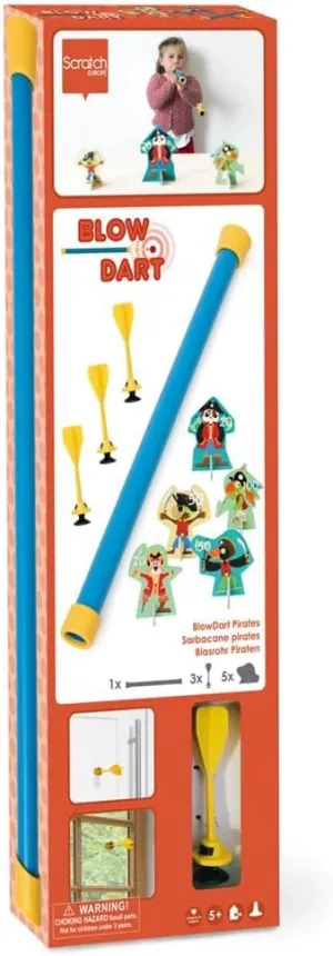 Pirate Blow Darts - Includes 3 Darts, 1 Blow Tube and 5 Targets- Develops Hand Eye Coordination and Fine Motor Skills- Ideal Indoor and Outdoor Party Game for Kids- Ages 5  by Scratch Europe