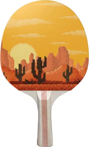 Pixel Desert Colorful Design Ping Pong Paddle, Premium 5 Ply Table Tennis Racket (Black on Back)