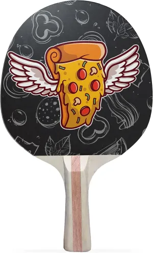 Pizza Angel Colorful Design Ping Pong Paddle, Premium 5 Ply Table Tennis Racket (Red on Back)