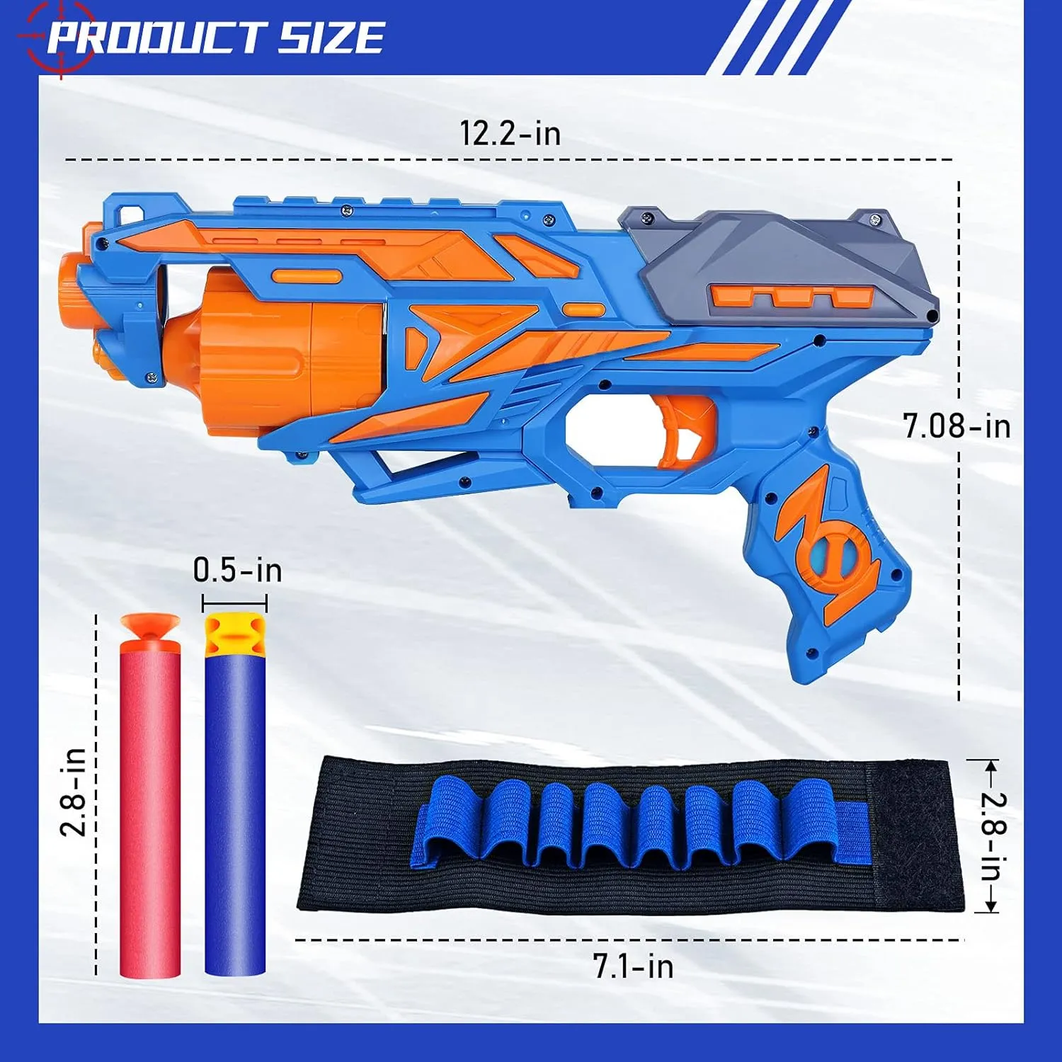 POKONBOY 2 Pack Toy Foam Blaster Gun, Blaster Toy Gun with 2 Wristbands and 80 Pcs Refill Darts 6-Dart Rotating Drum Toy Blaster Compatible with Nerf Gun Birthday Gift for Kids Age 6 