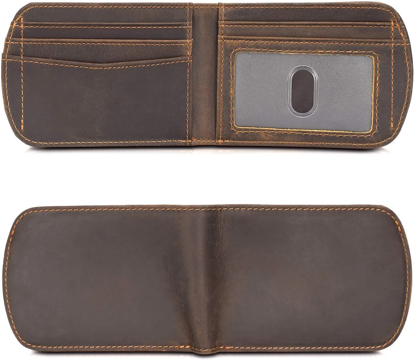 Polare Slim Curve Front Pocket RFID Blocking Italian Real Leather Bifold Wallet for Men