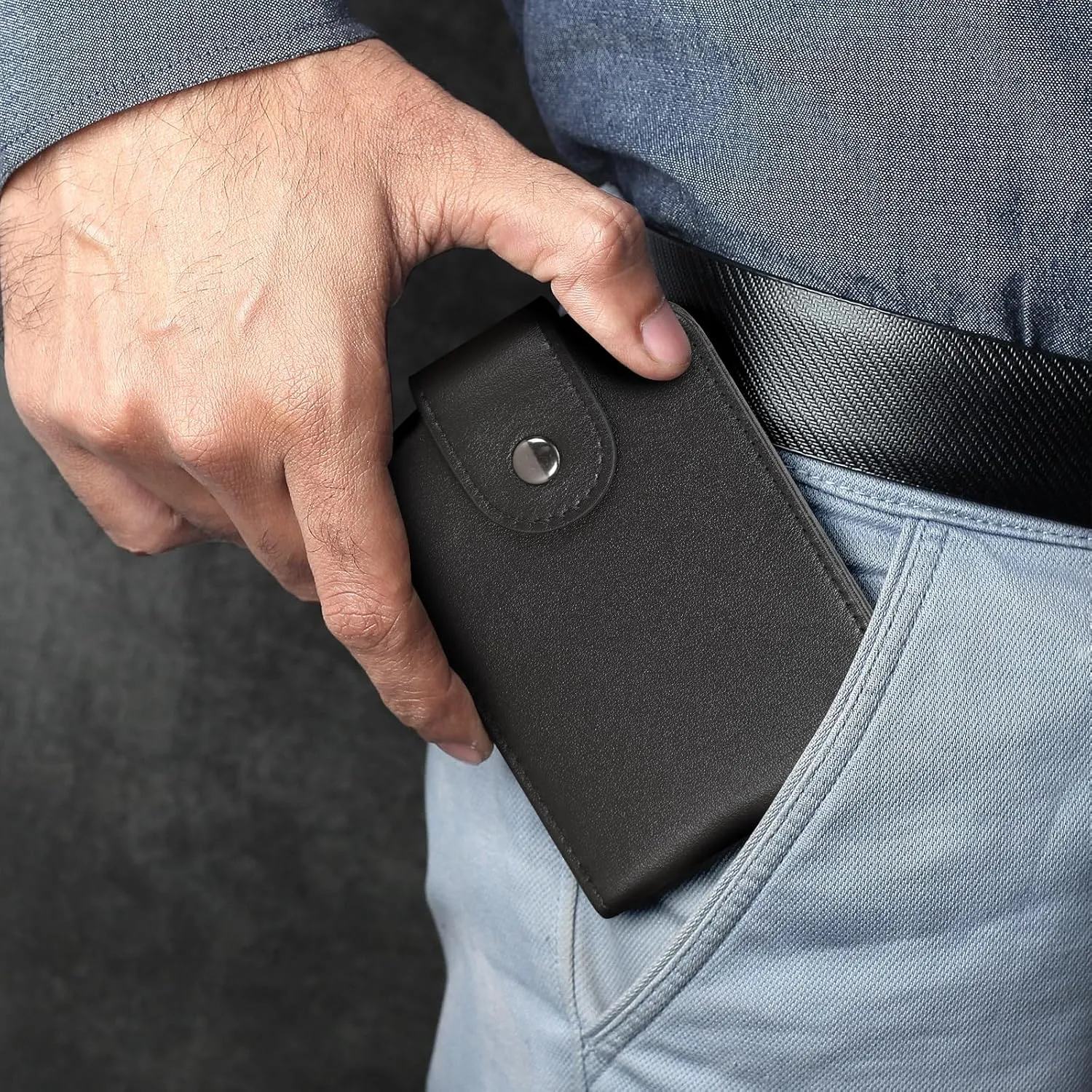 Polare Slim Curve Front Pocket RFID Blocking Italian Real Leather Bifold Wallet for Men