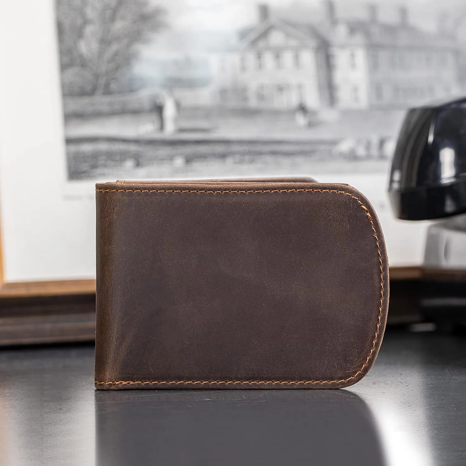 Polare Slim Curve Front Pocket RFID Blocking Italian Real Leather Bifold Wallet for Men