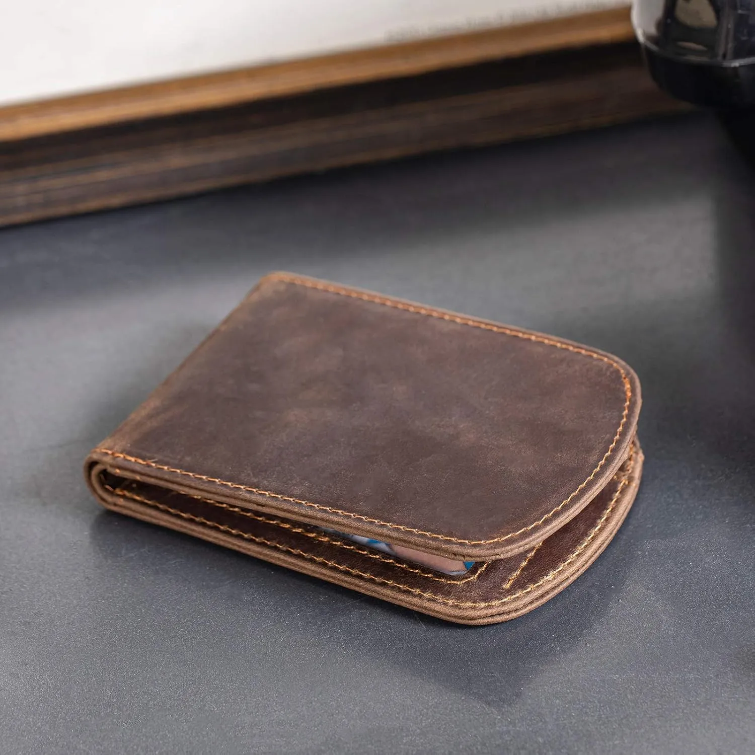 Polare Slim Curve Front Pocket RFID Blocking Italian Real Leather Bifold Wallet for Men