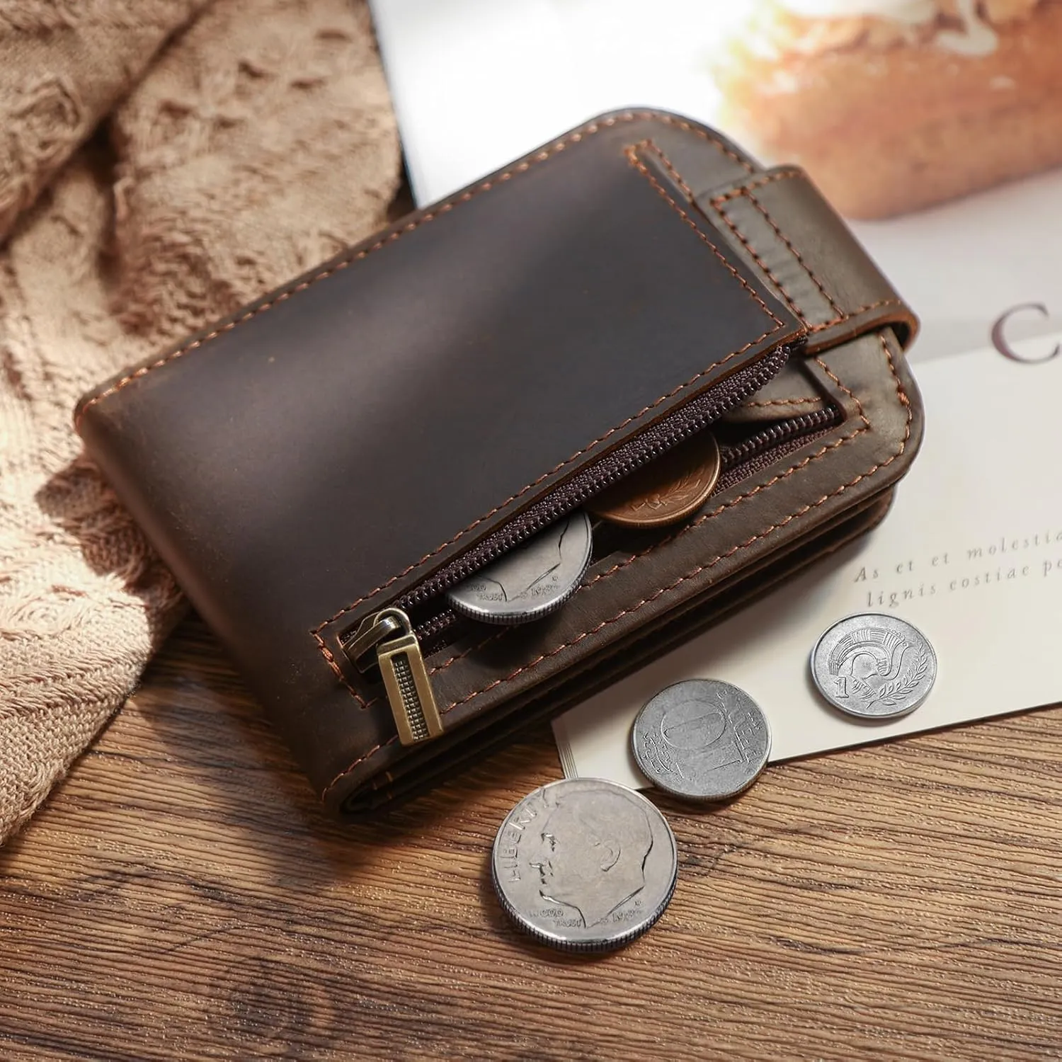 Polare Slim Curve Front Pocket RFID Blocking Italian Real Leather Bifold Wallet for Men