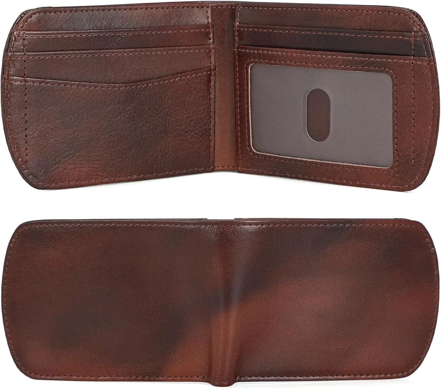Polare Slim Curve Front Pocket RFID Blocking Italian Real Leather Bifold Wallet for Men