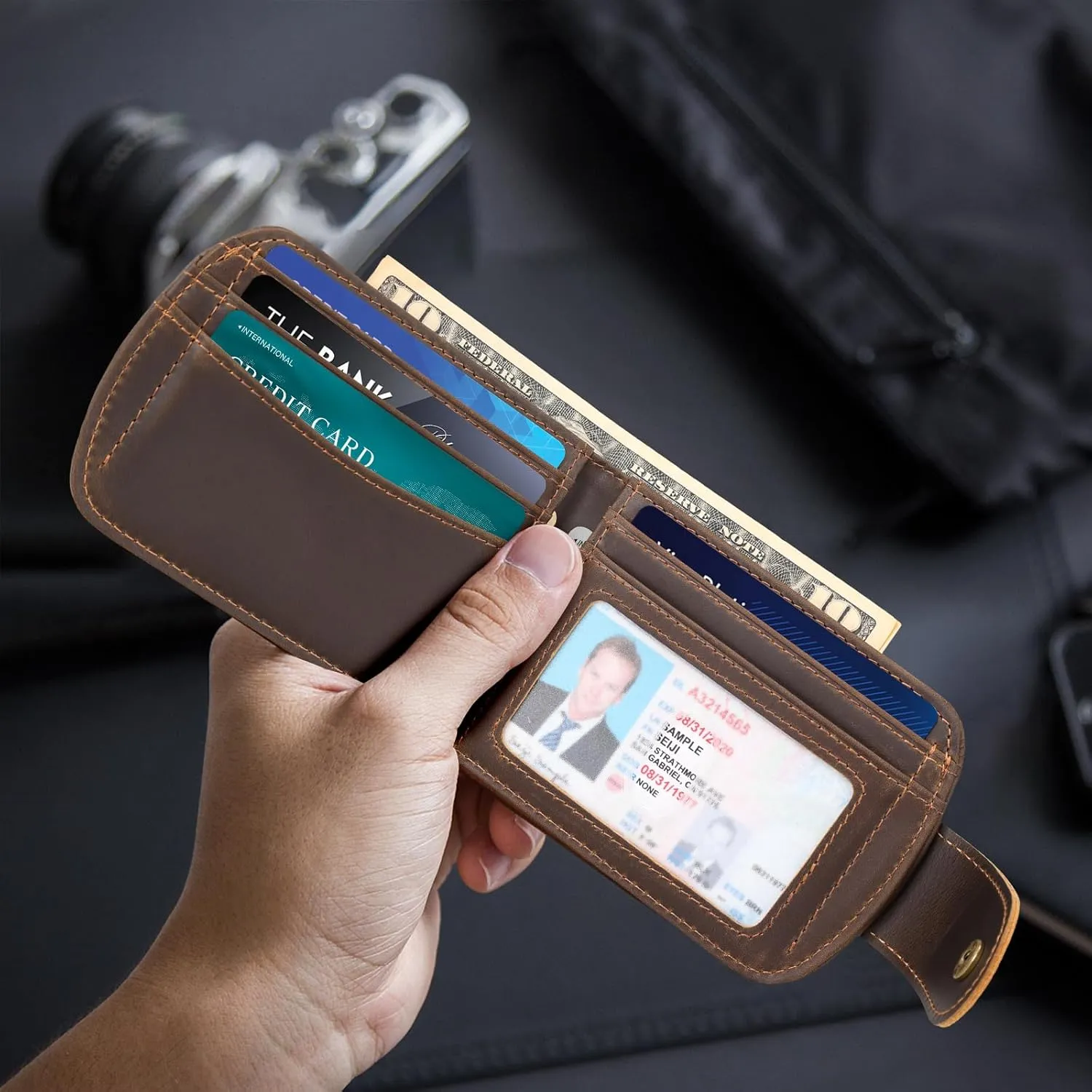 Polare Slim Curve Front Pocket RFID Blocking Italian Real Leather Bifold Wallet for Men