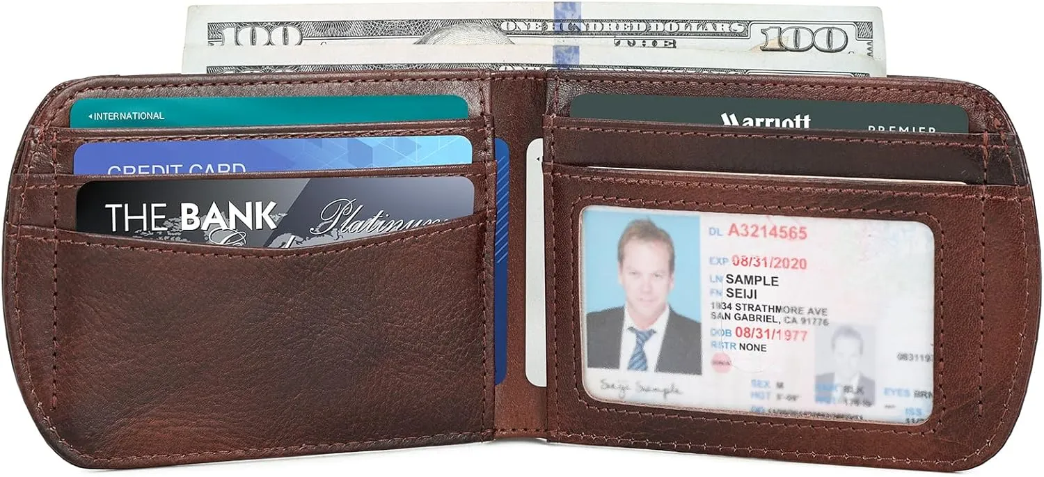 Polare Slim Curve Front Pocket RFID Blocking Italian Real Leather Bifold Wallet for Men