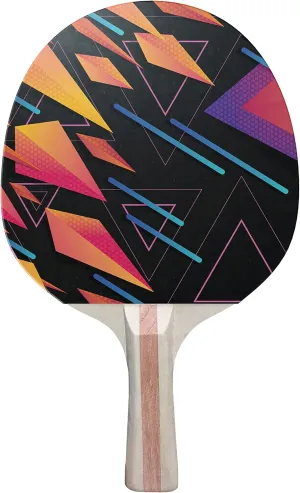 Polygons Colorful Design Ping Pong Paddle, Premium 5 Ply Table Tennis Racket (Red on Back)