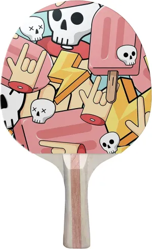 Pop Rock Colorful Design Ping Pong Paddle, Premium 5 Ply Table Tennis Racket (Black on Back)