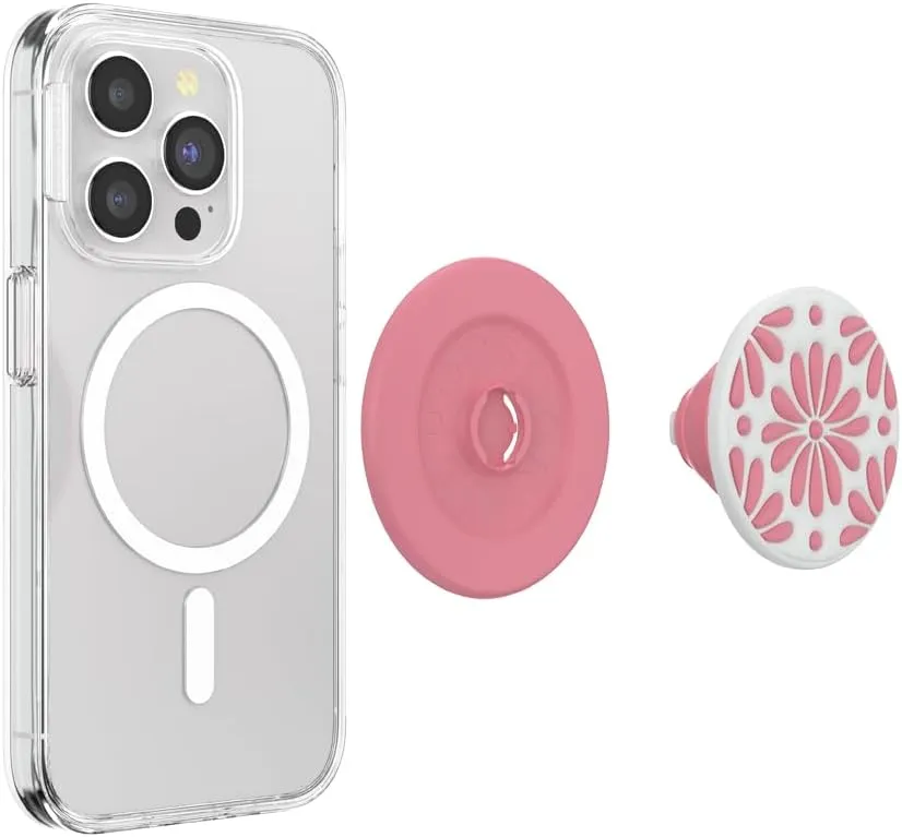 PopSockets Round Phone Grip Compatible with MagSafe, Adapter Ring Included, Phone Holder, Wireless Charging Compatible - Glazed Putty