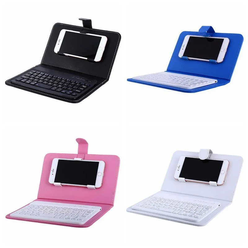 Portable PU Leather Wireless Keyboard Case for iPhone Protective Mobile Phone with Bluetooth Keyboard for iPhone 6 7 Smartphone purple