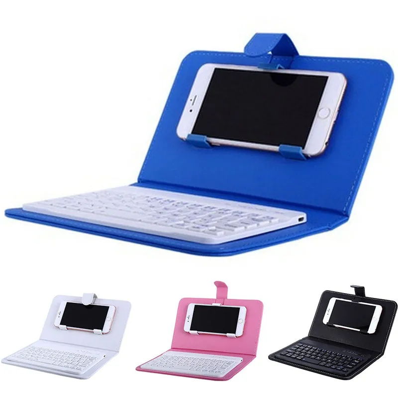Portable PU Leather Wireless Keyboard Case for iPhone Protective Mobile Phone with Bluetooth Keyboard for iPhone 6 7 Smartphone purple