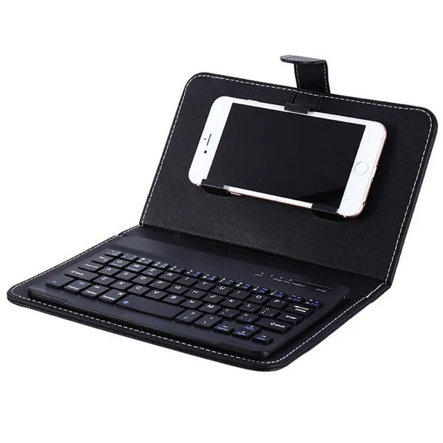 Portable PU Leather Wireless Keyboard Case for iPhone Protective Mobile Phone with Bluetooth Keyboard for iPhone 6 7 Smartphone purple