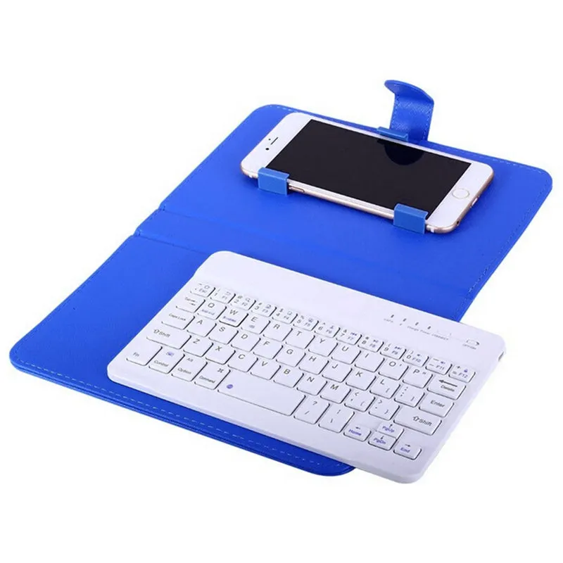 Portable PU Leather Wireless Keyboard Case for iPhone Protective Mobile Phone with Bluetooth Keyboard for iPhone 6 7 Smartphone purple