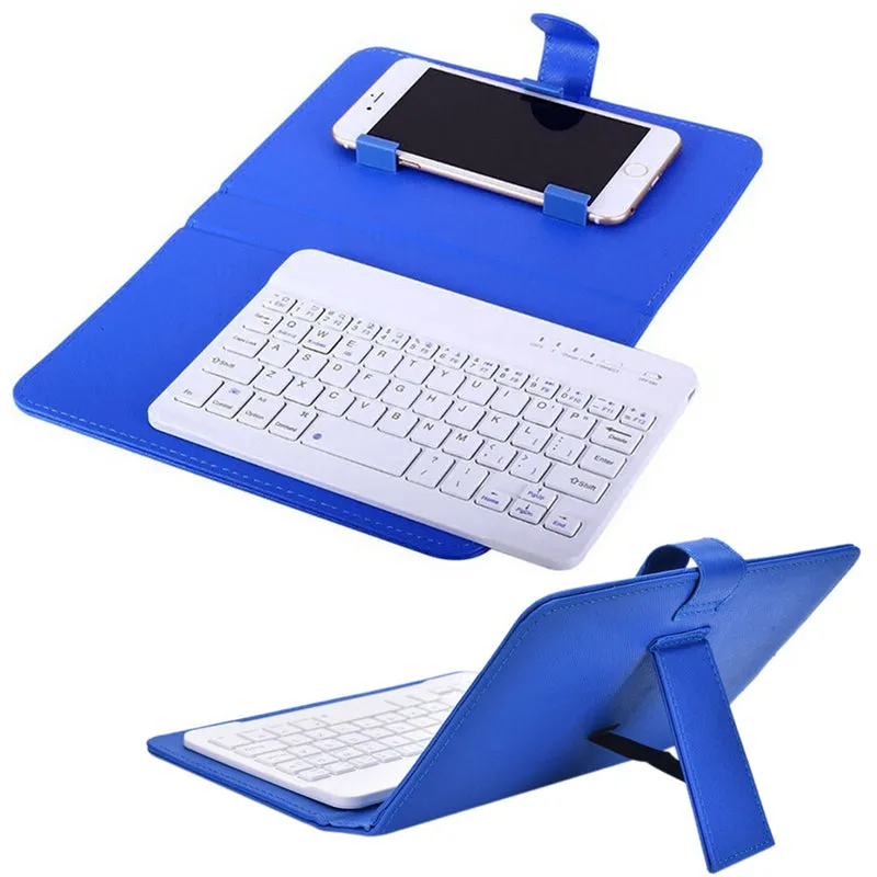 Portable PU Leather Wireless Keyboard Case for iPhone Protective Mobile Phone with Bluetooth Keyboard for iPhone 6 7 Smartphone purple