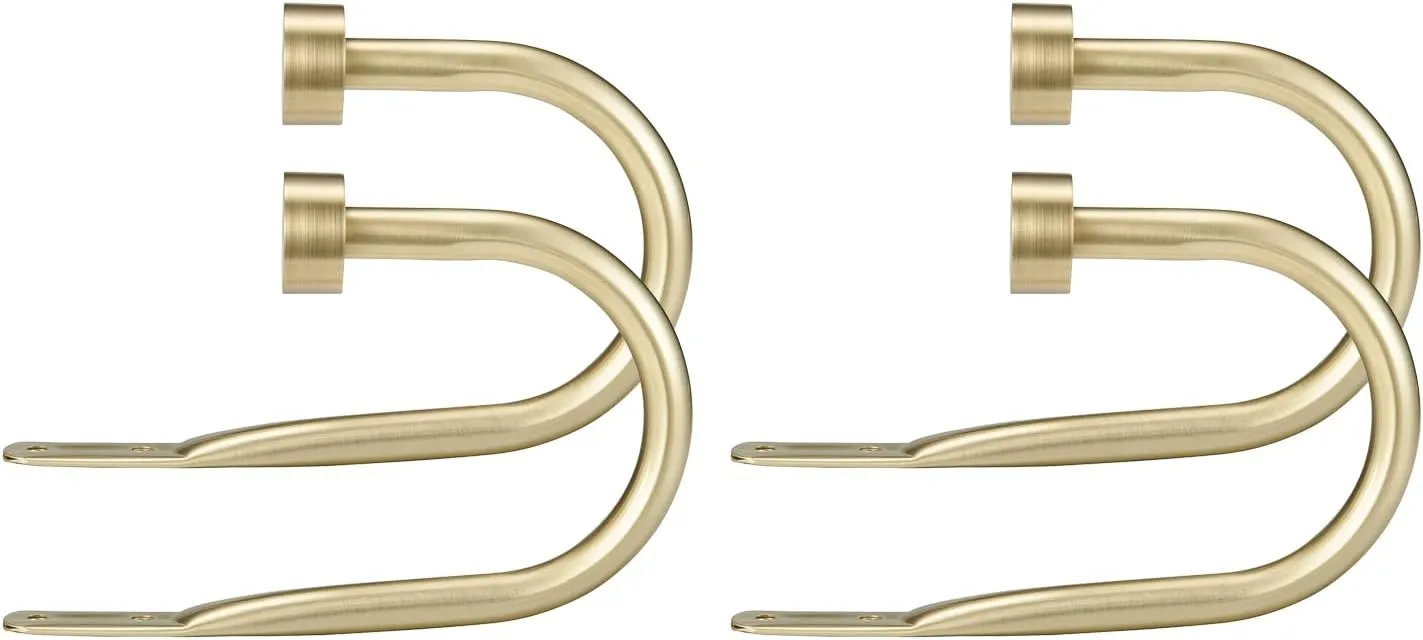 Premium Curtain Holdback, Quality Metal Decorative Curtain Holdbacks with Zinc Alloy Cap Finials,Rust-Proof, Set of 4 Window Curtain Holdbacks,Brass