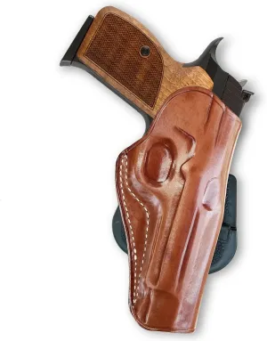 Premium Leather OWB Paddle Holster Open Top Fits, Sigg P-210 Legend Target Round Trigger Guard 9mm 5''BBL, Right Hand Draw, Brown Color #1267#