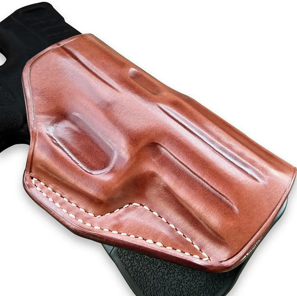 Premium Leather OWB Paddle Holster with Open Top Fits, H&K VP9 9mm 4.09''BBL, Brown Color