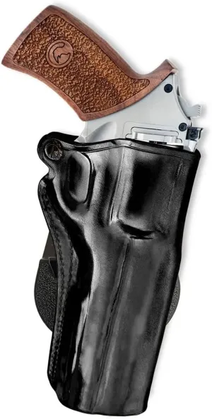 Premium Leather OWB Paddle Holster with Open Top Fits, Rhino 60DS 357 Mag/9mm 6” Barrel, Right Hand Draw, Black Color #1266#