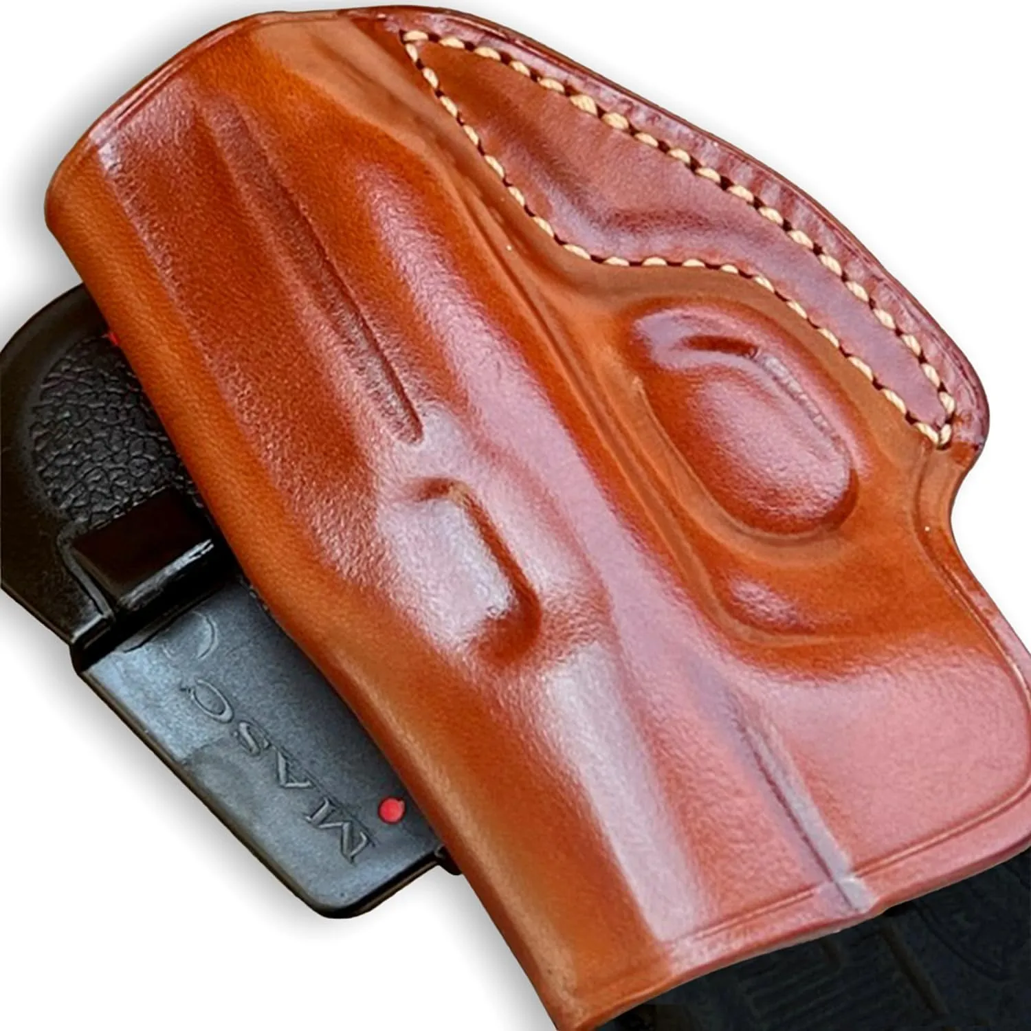 Premium Leather OWB Paddle Holster with Open Top Fits, Walther PPK/S 22LR/ 380 Caliber 3.3'' inch Barrel,Right Hand Draw, Brown Color #1170#