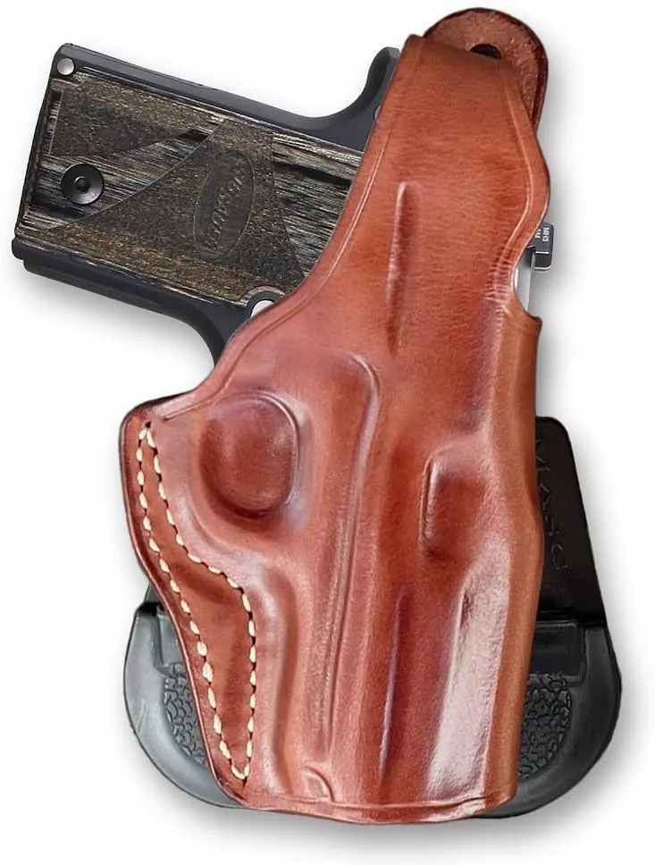 Premium Leather OWB Paddle Holster with Thumb Break Fits, Sig P238 (Please Choose Your Hand Draw) Brown Color