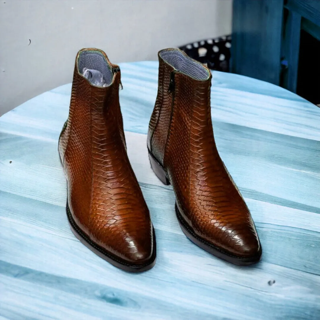 Premium Python Ankle Boots | Exotic & Stylish Footwear | Posh Footwears
