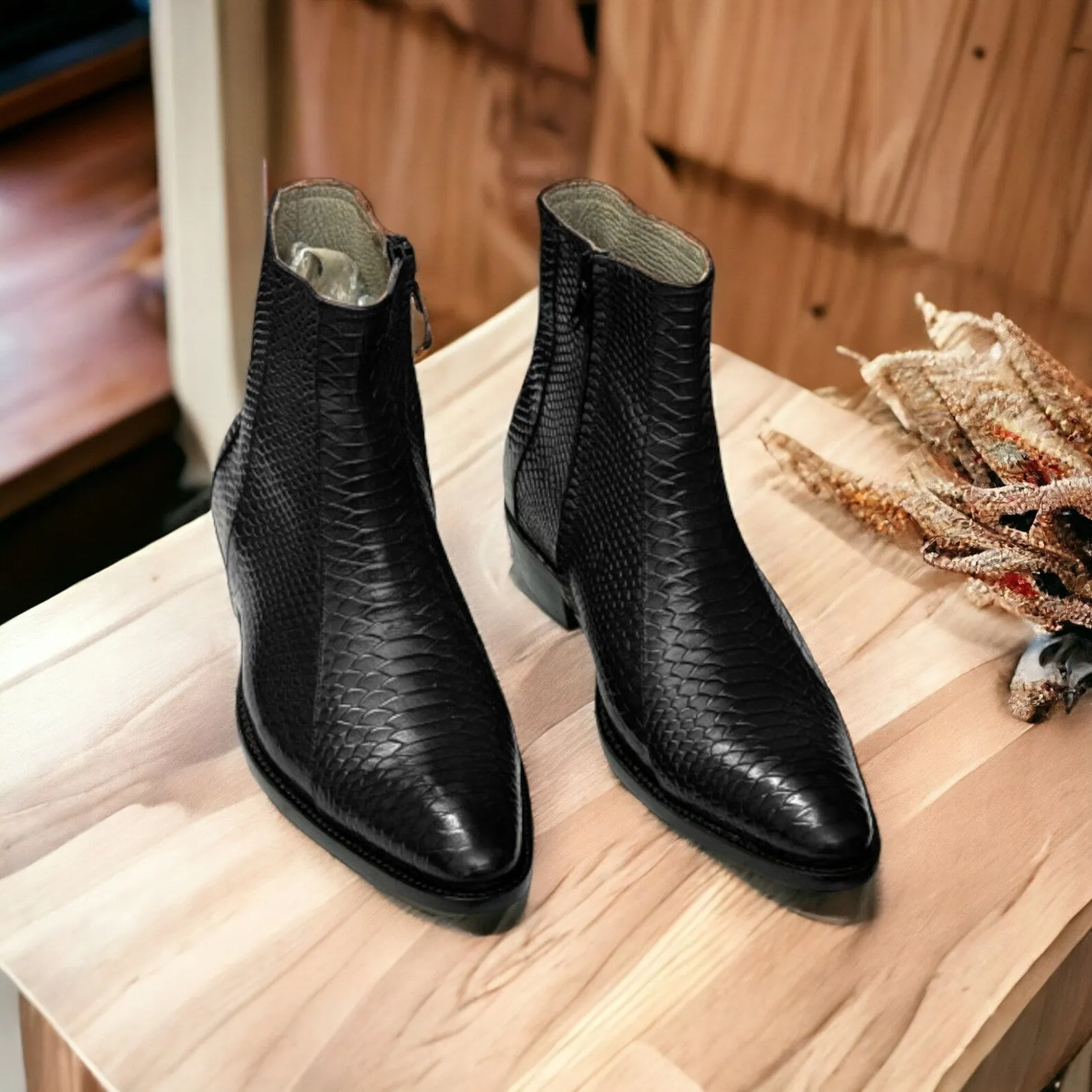 Premium Python Ankle Boots | Exotic & Stylish Footwear | Posh Footwears