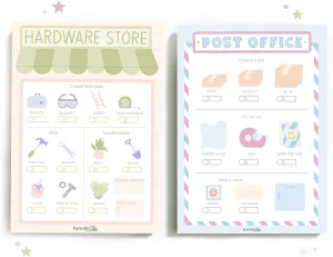 Pretend Play Menu Notepads for Kids – Tool Set, Post Office and Gardening Kit Accessories for Children and Toddlers 3-5 - Playtime Pads for Kids, Cash Register Receipt Toy for Girls and Boys