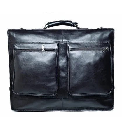 Prime Hide Black Leather Suit Carrier / Garment Bag