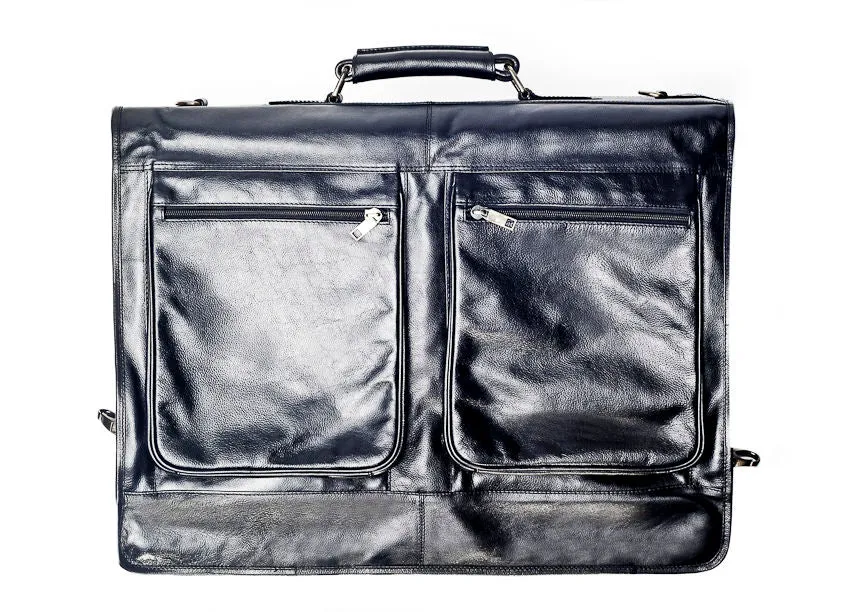 Prime Hide Black Leather Suit Carrier / Garment Bag