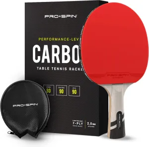 PRO SPIN Ping Pong Paddles - Professional Level Table Tennis Rackets with Carbon Fiber for Superior Control | 7-Ply Blade, Premium Rubber, 2.0mm Sponge | Includes Protector Case