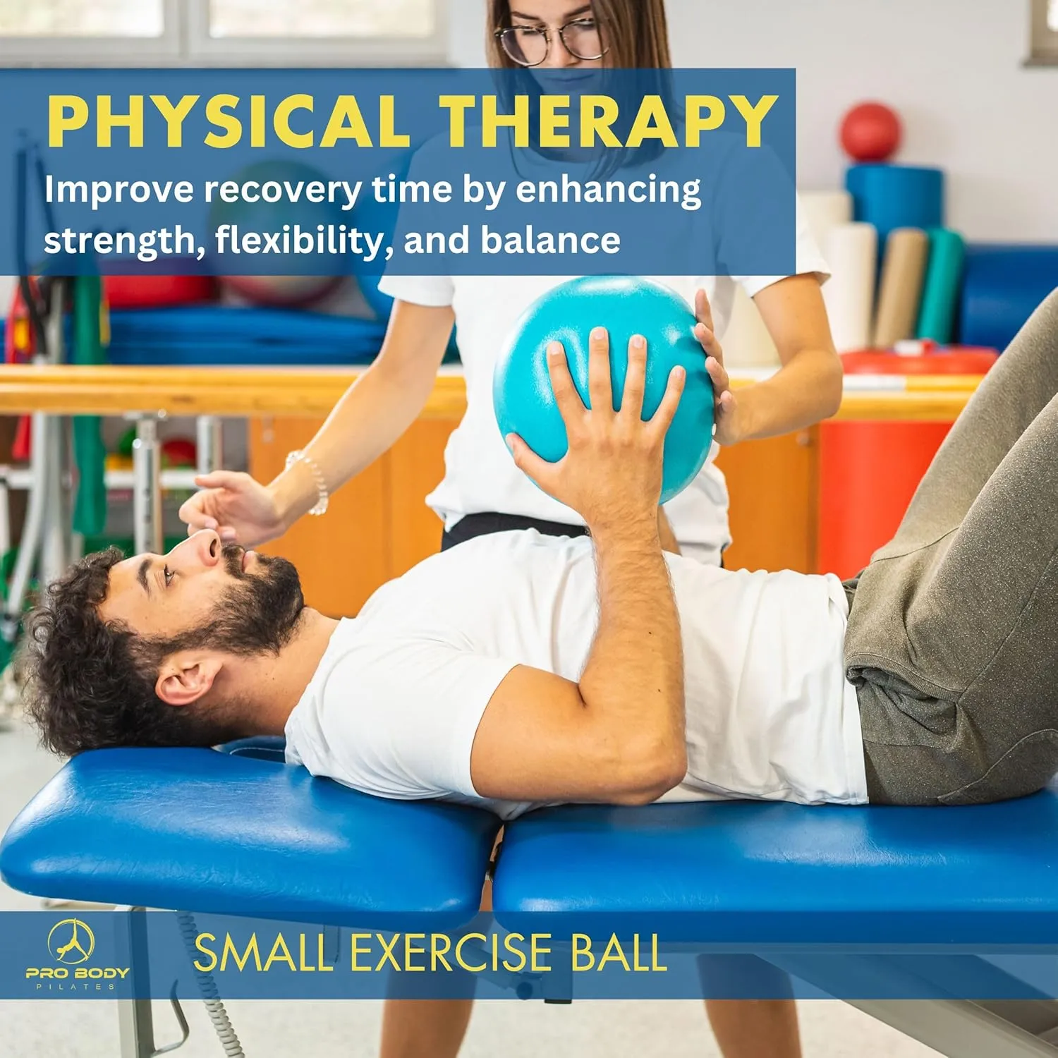 ProBody Pilates Small Exercise Ball with Pump - 9 Inch Workout Ball for Stability, Barre, Yoga, Core & Physical Therapy