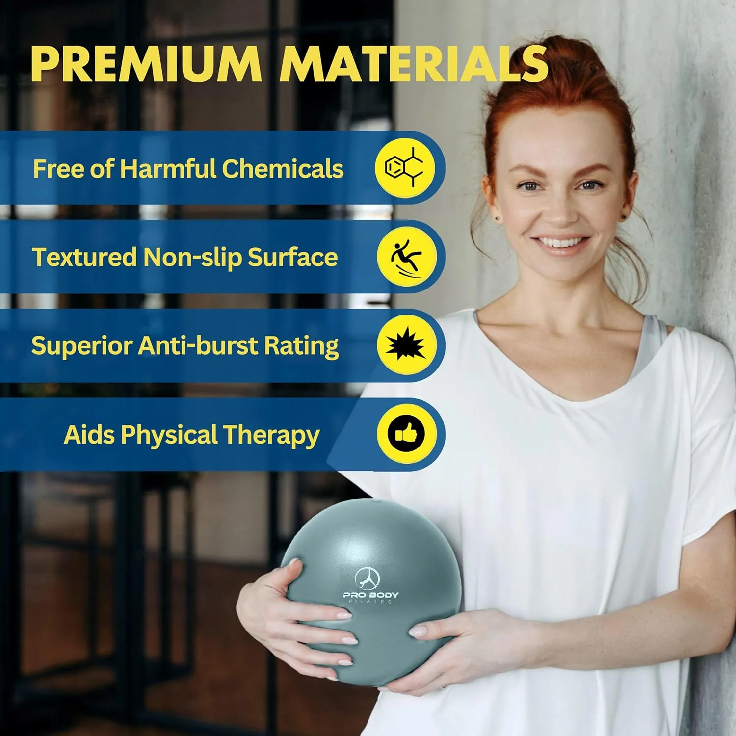 ProBody Pilates Small Exercise Ball with Pump - 9 Inch Workout Ball for Stability, Barre, Yoga, Core & Physical Therapy