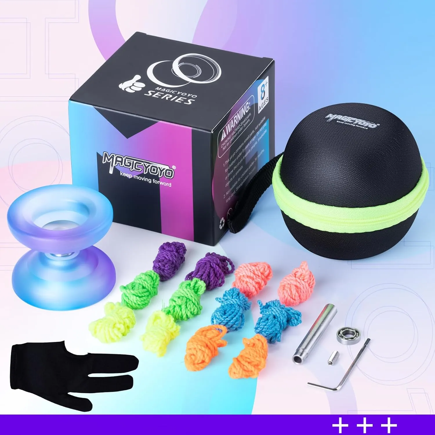 Professional Finger Spin Tricks Yoyo - MAGICYOYO H01 Unresponsive Yoyo - Dual Purpose Yoyo with Responsive Yoyo Bearing Kit, Yoyo Storage Bag,12 Yoyo Strings (Blue Purple)