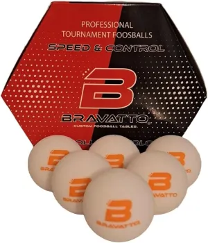 Professional Foosball Balls: Tournament Quality - Just Like The Pros Use, Official Regulation Size - Set of 6 Urethane Foosballs (White Ball/Orange Logo)
