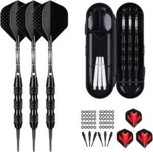 Professional Soft Tip Darts Set 20 Grams - 50 Rubber O-Rings   30 Darts Plastic Tip   Aluminum Shafts   6 Standard Flights   Portable Case for Electronic Dart Board